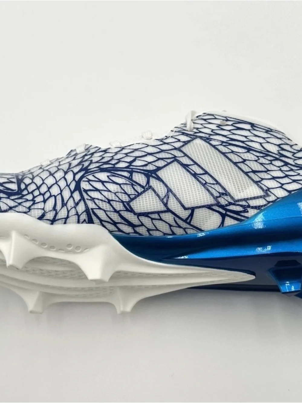 adidas White & Blue Men's Football Cleats with Graphic Upper